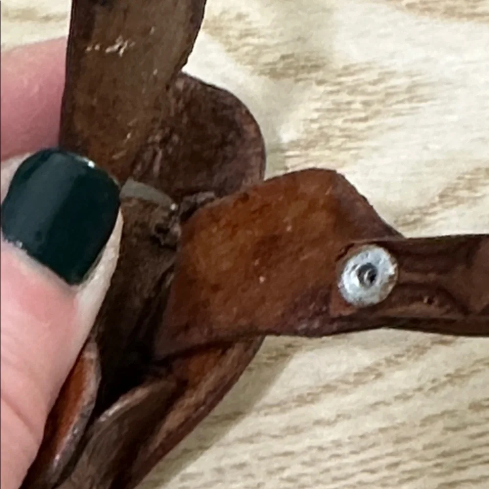 Western Brown‎ Tooled Leather Cowboy Hat & Saddle Christmas Ornaments Set Of 2